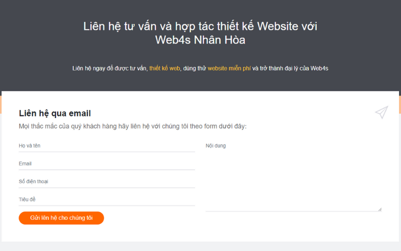 Cung cấp các biểu mẫu liên hệ khi thiết kế website bán sữa